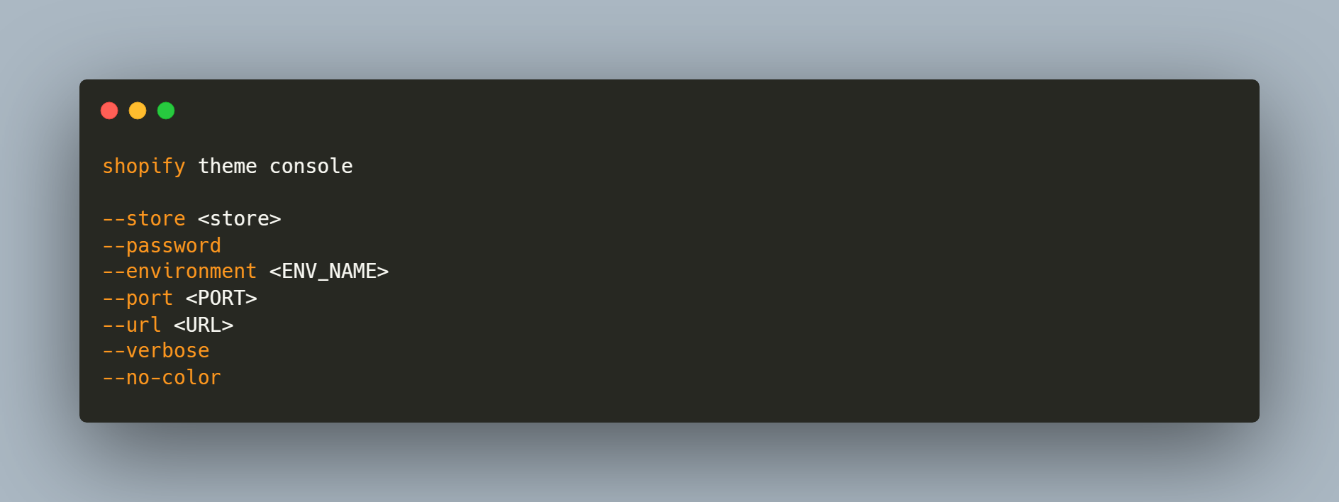 shopify theme console